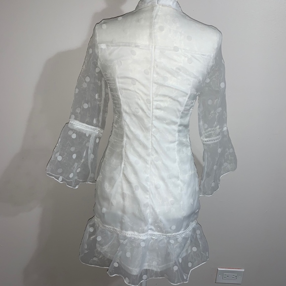 NWT Pretty Little Thing White Spotty Mesh Dress - Picture 5 of 7